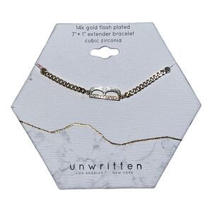 Unwritten Cubic Zirconia Initial Link Bracelet 14K Gold Plated "B" NWT